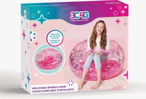 Make it Real - Opblaasbare glitter confetti stoel (roze)