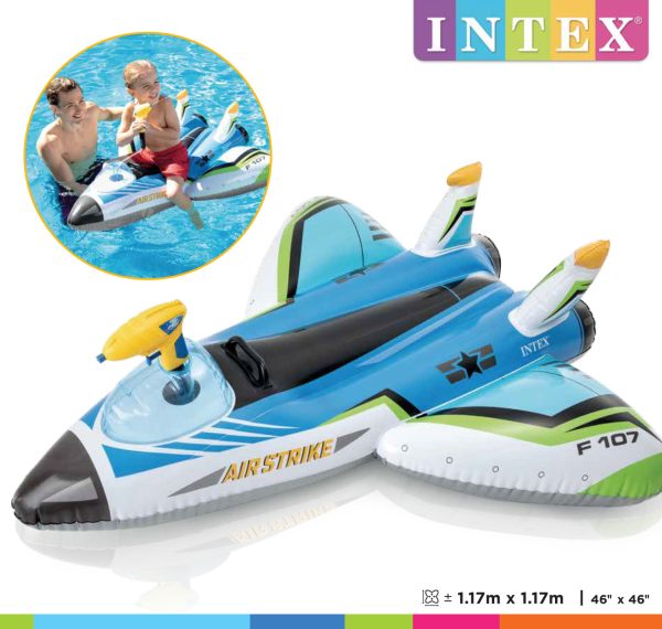 Ride-on (117x117cm) - VLIEGTUIG met waterpistool (blauw OF rood)