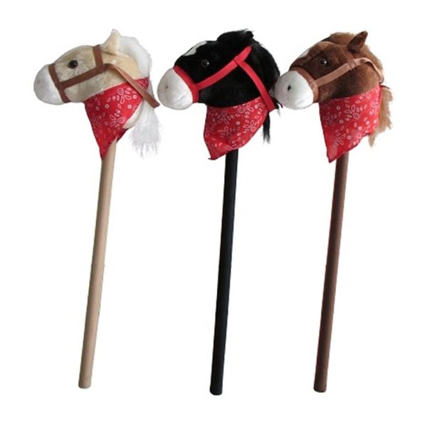 Stokpaardje met geluid 80cm - zwart OF bruin OF beige