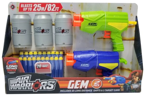 Air Warriors - Gem (2-pack) met 3 blikken en 20 lange afstand pijltjes