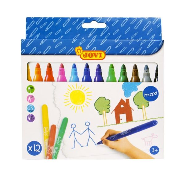 JOVI Viltstiften Maxi (uitwasbaar) - Etui (karton) 12stuks