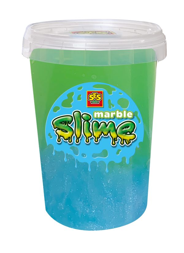 SES Creative - Marble Slime 200gr - groen en blauw - Afbeelding 2