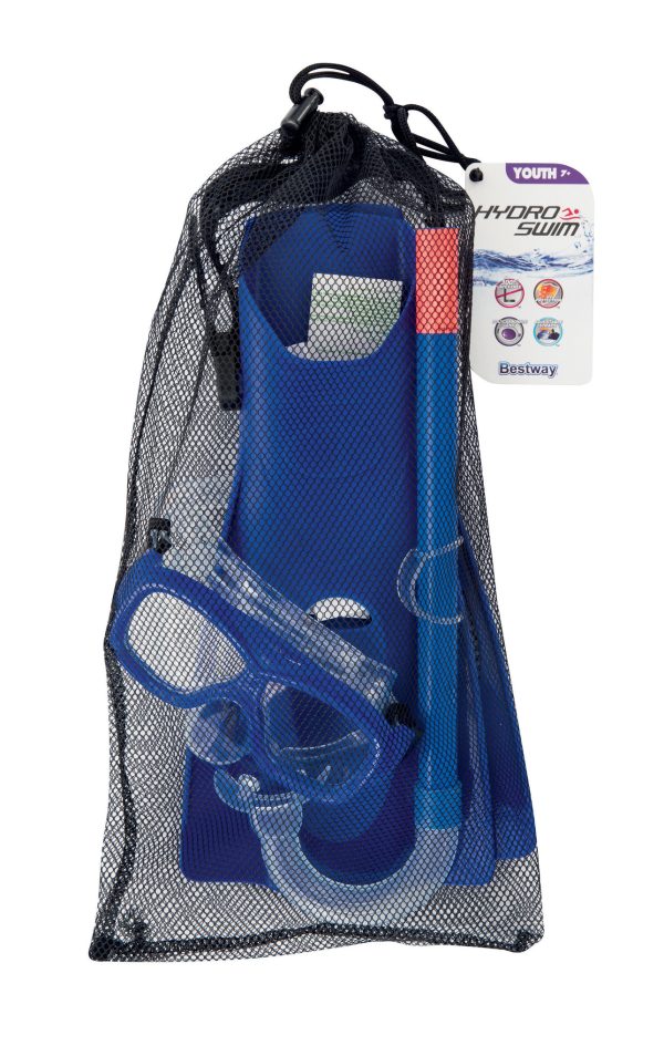 Sureswim Snorkelset (masker/snorkel/zwemvliezen) - 7-14 jaar - Groen OF Bla - Afbeelding 3