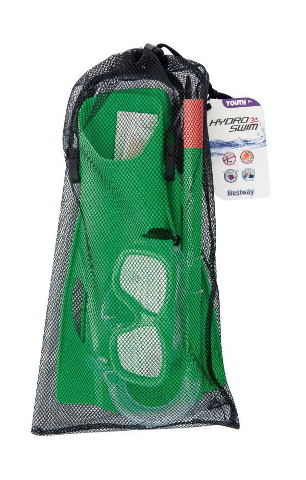 Sureswim Snorkelset (masker/snorkel/zwemvliezen) - 7-14 jaar - Groen OF Bla - Afbeelding 4