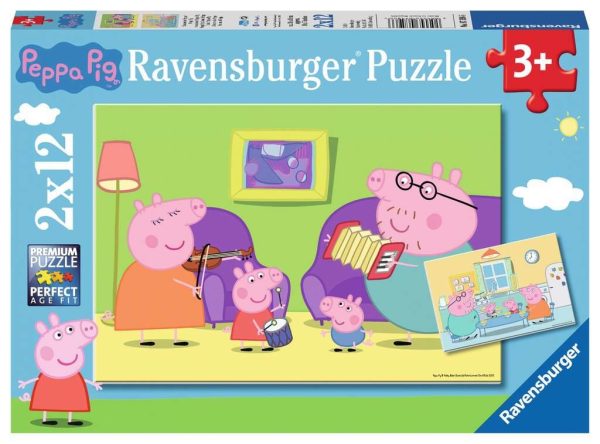 Puzzel (2x12stuks) - Peppa Pig - Thuis bij Peppa Pig