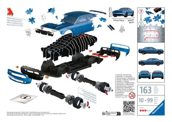 3D Puzzel (163stuks) - Dodge Challenger Hellcat Redeye Widebody - Afbeelding 2