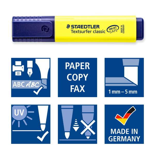 Tekstmarker Textsurfer Classic - 4stuks (geel/blauw/roze/groen) etui - Afbeelding 2