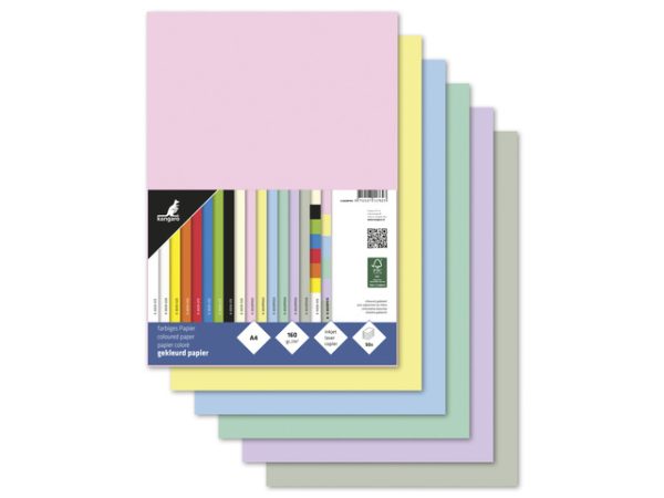 Kangaro Gekleurd papier A4 160gr/50vel - assorti