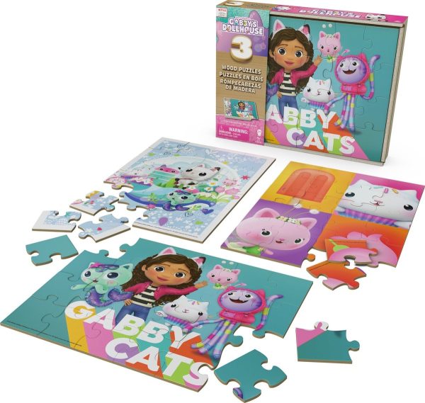 Gabby's Dollhouse - 3-pack houten puzzel (3x24stuks) in houten box - Afbeelding 2