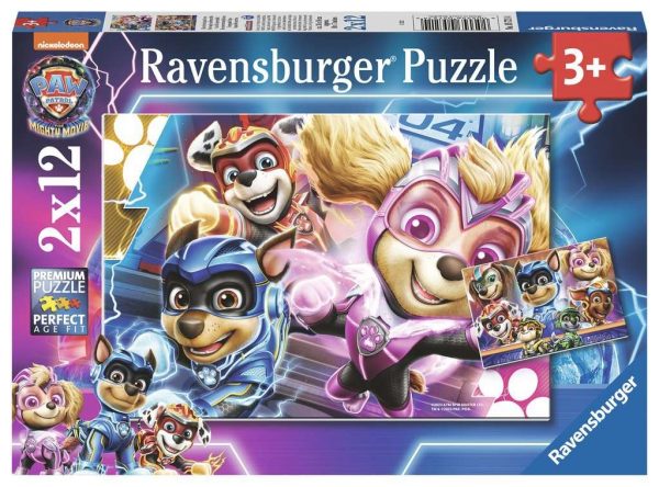 Puzzel (2x12stuks) - Paw Patrol The Mighty Movie