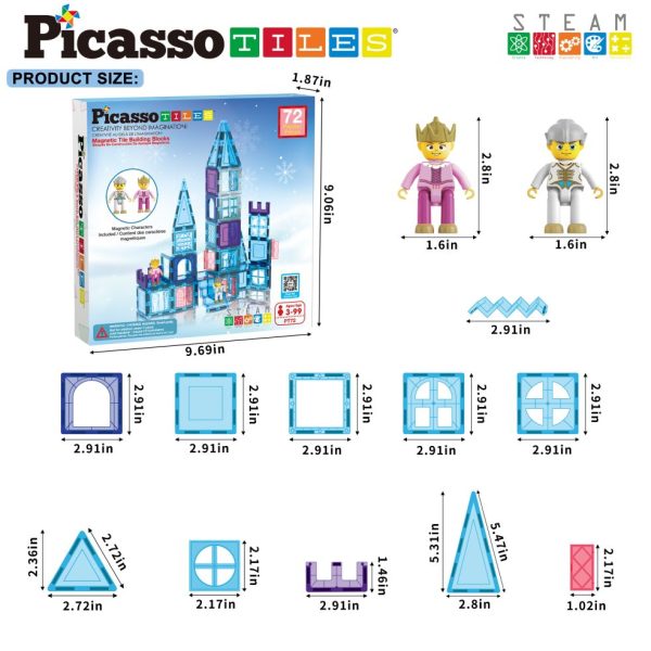 Picasso Tiles - Thema ijswinter met 2 karakters 72 delig. 3+. PT72 - Afbeelding 6
