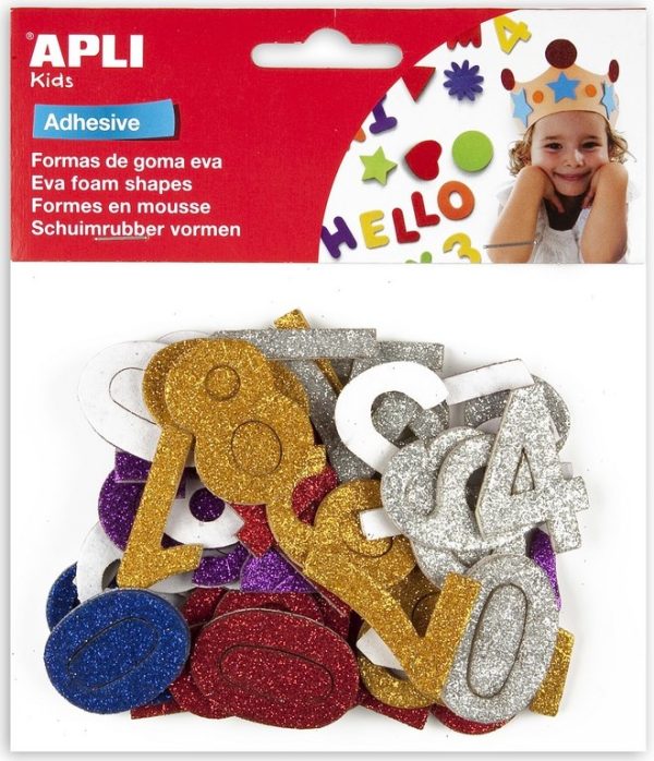 APLI Kids Schuimrubber (glitter) zelfklevende vormen "Cijfers" - 50stuks