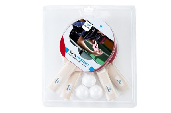 Tafeltennis set met 4 bats 1-ster en 3 kunststof ballen Ø 40mm