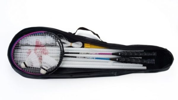 Badmintonset (4 spelers) 2 shuttles en uitschuifbare poles in tas met rits - Afbeelding 2