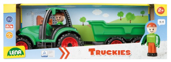 Truckies Tractor met aanhangwagen + figuurtje - 36cm