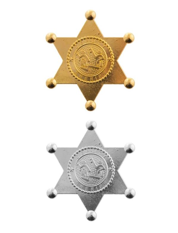 Sheriff ster metaal - goud OF zilver - 1 exemplaar