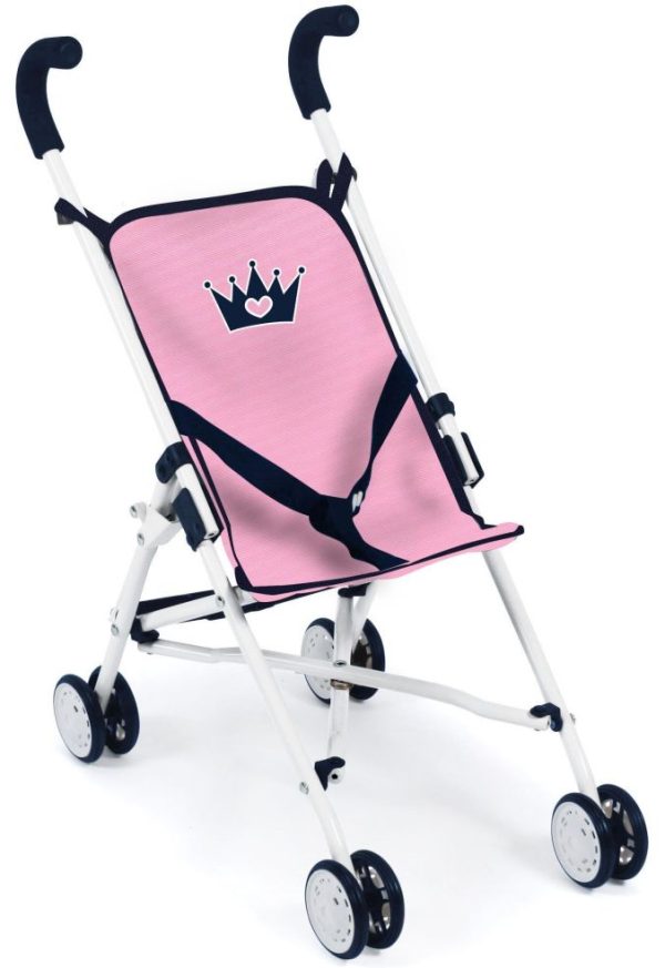 Poppenbuggy (groot) - kroon blauw/roze
