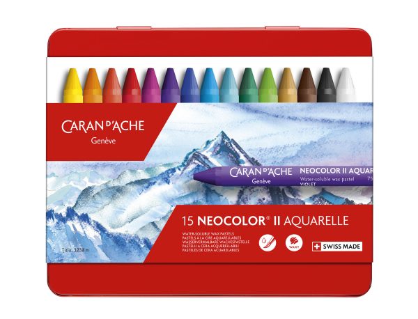 Caran d'Ache Waskrijt "Neocolor II" - 15stuks in metalen doos