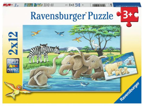 Puzzel (2x12stuks) - Jonge dieren uit de hele wereld
