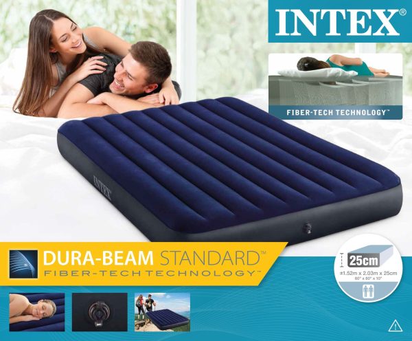 Intex Dura-beam Standard luchtbed (152 x 203 x 25cm) - nachtblauw - Afbeelding 2