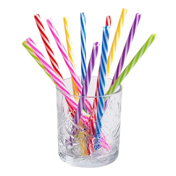 Herbruikbare plastic rietjes met ragertje (21cm) - 12stuks (assorti) - Afbeelding 3