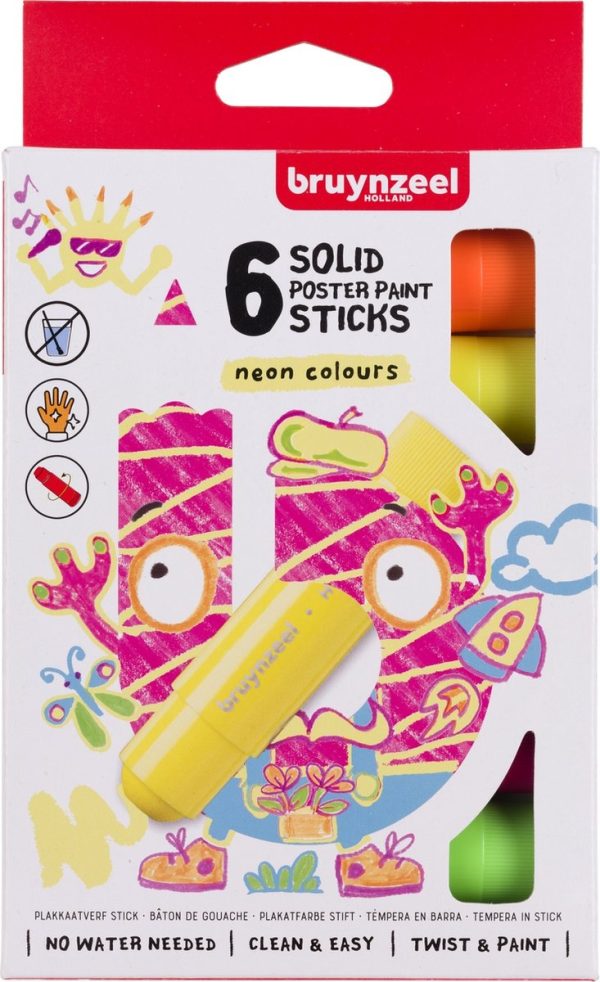 Bruynzeel Kids Posterverfstick NEON Set - 6stuks