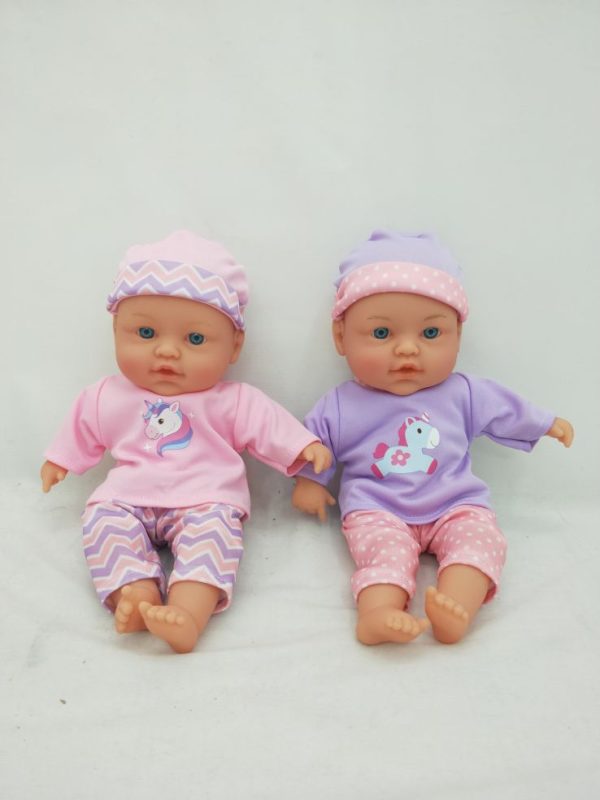 Babypopje (soft body) met geluid - 31cm - Roze OF Paars - 1 exemplaar - Afbeelding 3