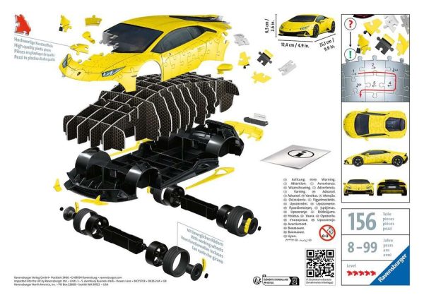3D Puzzel (108stuks) - Lamborghini Huracán EVO (geel) - Afbeelding 2