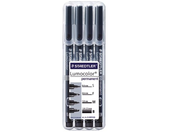 Overhead pen Lumocolor Permanent etui 4stuks (S/F/M/B) - zwart