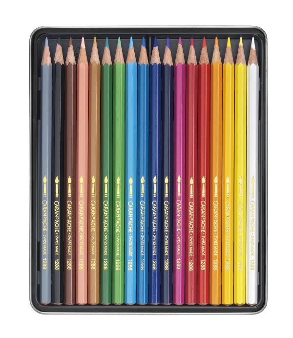 Caran d'Ache Kleurpotlood "Fancolor" - 18stuks in metalen doos - Afbeelding 2