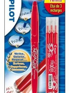 Pilot FriXion Rollerball 0,7mm – 1stuk + 3 vullingen (rood)