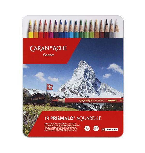 Caran d'Ache Kleurpotlood "Prismalo" Aquarel - 18stuks in metalen doos