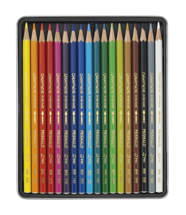 Caran d'Ache Kleurpotlood "Prismalo" Aquarel - 18stuks in metalen doos - Afbeelding 2
