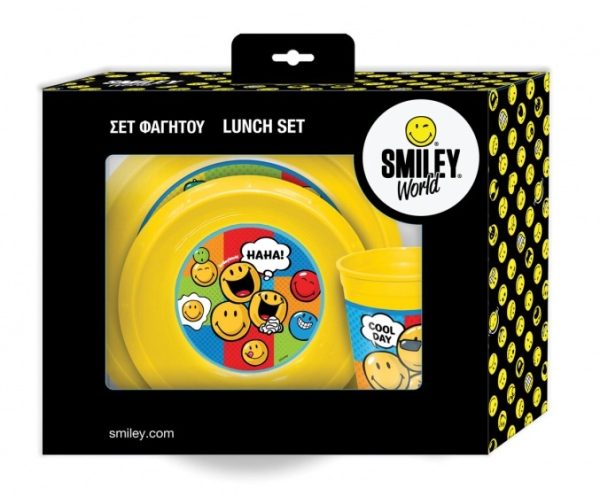 Smiley - Lunchset (bord, kom en beker)