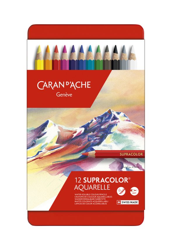 Caran d'Ache Aquarelpotloden Supracolor II Soft - 12stuks in metalen doos