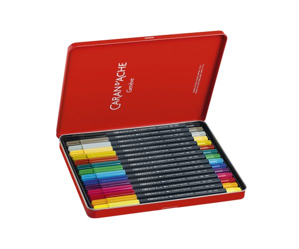 Caran d'Ache Brushpen "Fibralo" - 15stuks in metalen doos - Afbeelding 2