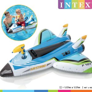 Ride-on (117x117cm) – VLIEGTUIG met waterpistool (blauw OF rood)