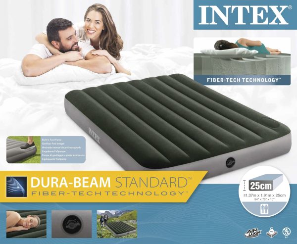 Intex Dura-beam Standard luchtbed (137 x 191 x 25cm) - groen - Afbeelding 2