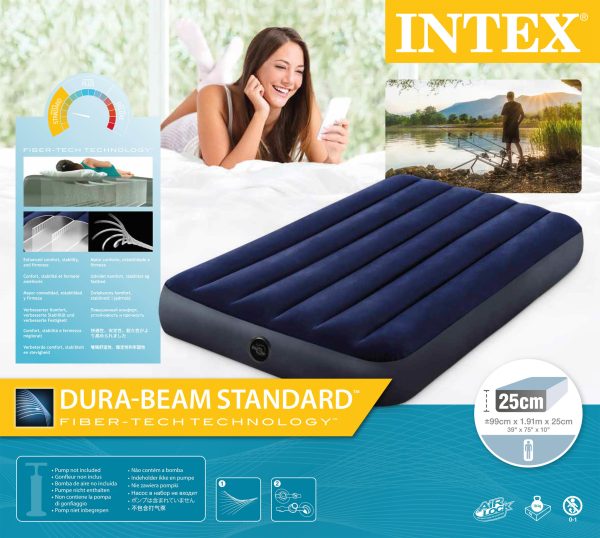 Intex Dura-beam Standard luchtbed (99 x 191 x 25cm) - nachtblauw - Afbeelding 3