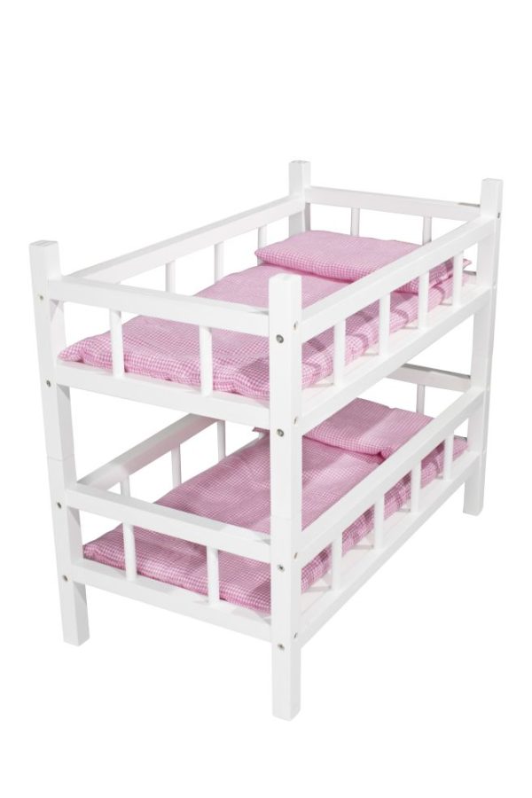 Dubbel poppenbed (hout) 500x270x420mm - wit - Afbeelding 2