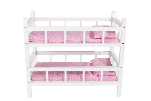Dubbel poppenbed (hout) 500x270x420mm - wit - Afbeelding 3