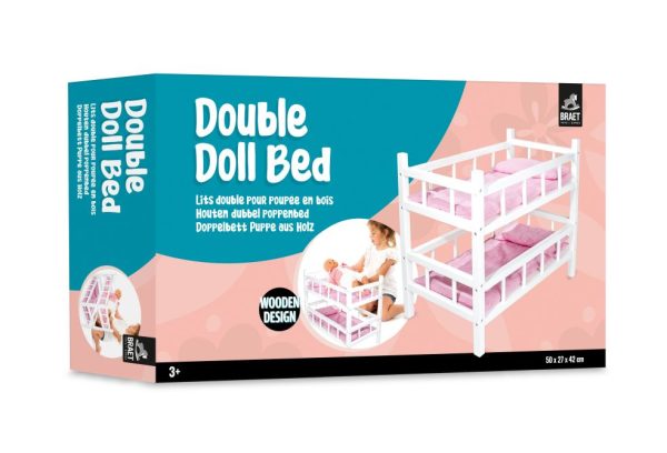Dubbel poppenbed (hout) 500x270x420mm - wit - Afbeelding 5