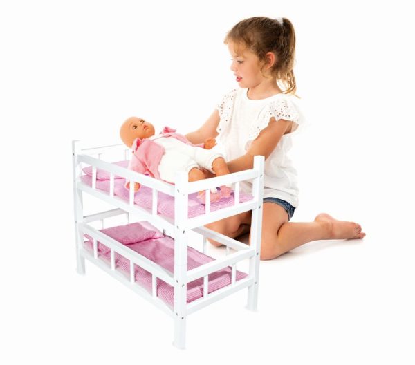 Dubbel poppenbed (hout) 500x270x420mm - wit - Afbeelding 6