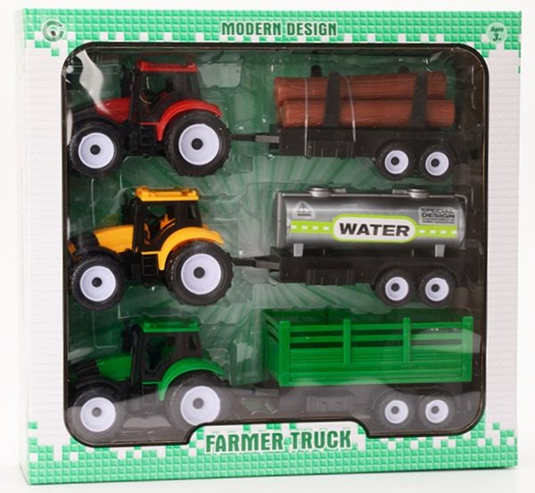 3 Tractors met 3 karren