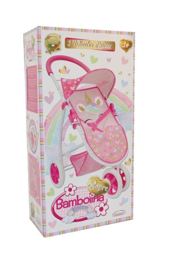 Bambolina Amore Poppenbuggy met 3 wielen - Unicorn - Afbeelding 2