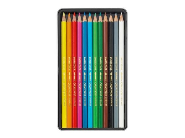 Caran d'Ache Swisscolor Kleurpotlood Aquarel - 12stuks in metalen doos - Afbeelding 2