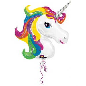 Rainbow Unicorn SuperShape Folie ballon 83x73cm (metallic)