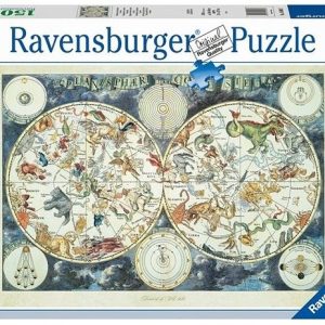 Puzzel (1500stuks) – Wereldkaart met fantasierijke dieren