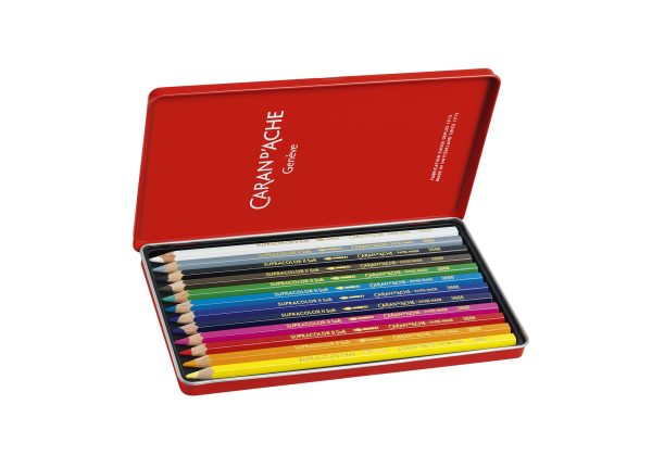 Caran d'Ache Aquarelpotloden Supracolor II Soft - 12stuks in metalen doos - Afbeelding 2