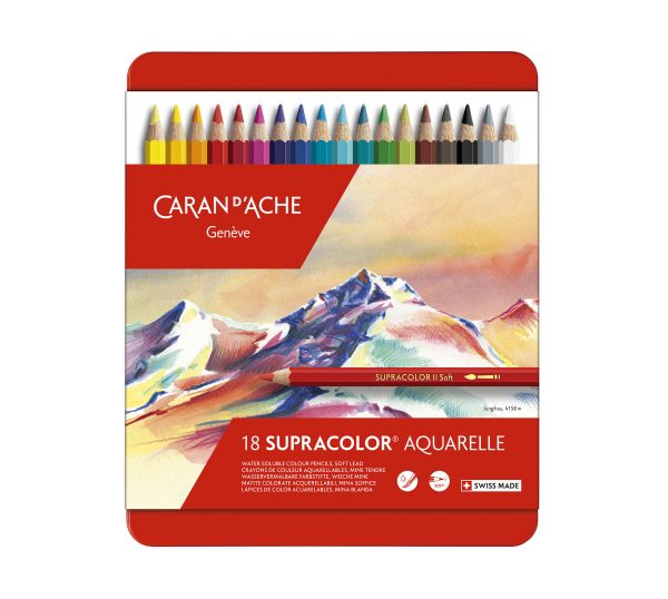 Caran d'Ache Aquarelpotloden Supracolor II Soft - 18stuks in metalen doos